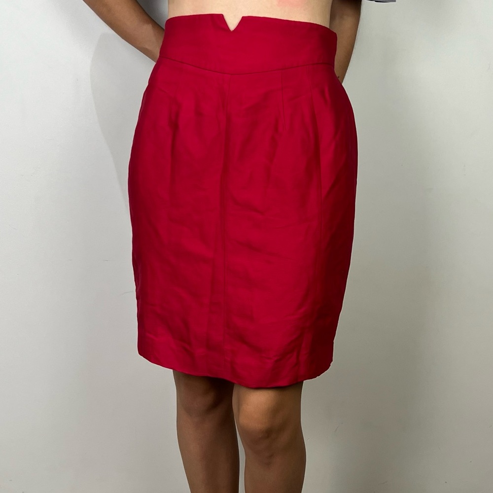 Alannah Hill Raven Nights Skirt Red Pencil High Waist Wool Silk Office Size 10 - Picture 2 of 13